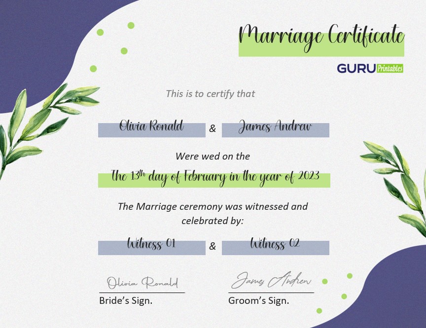 Beautiful Marriage Certificate
