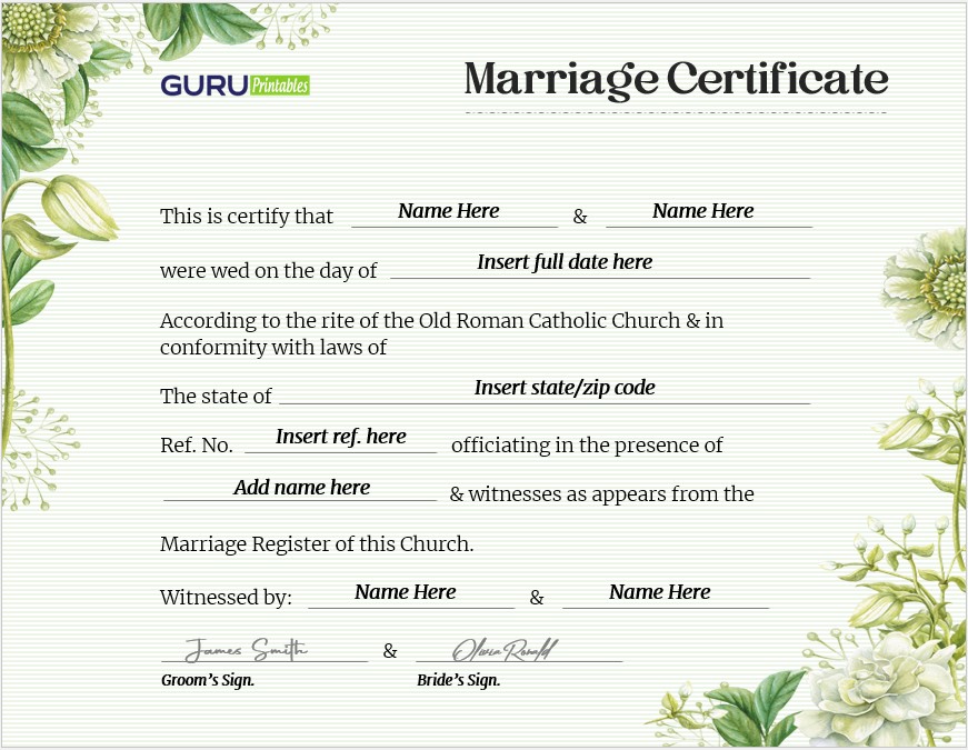 Certificate of Marriage