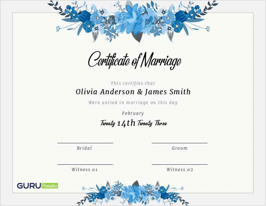 Floral Marriage Certificate