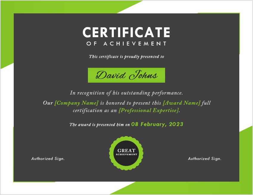 Modern Achievement Certificate Preview
