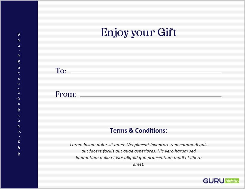 Printable Gift Certificate Back