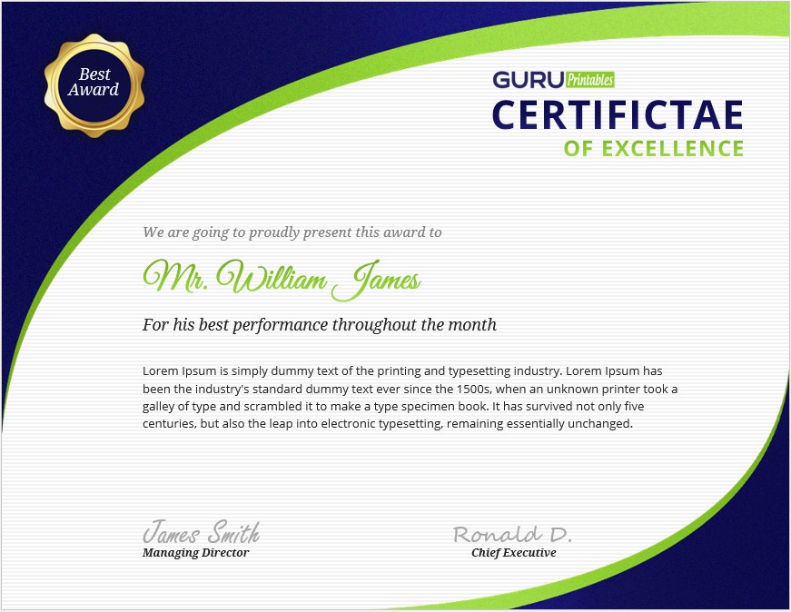 Professional Certificate of Excellence