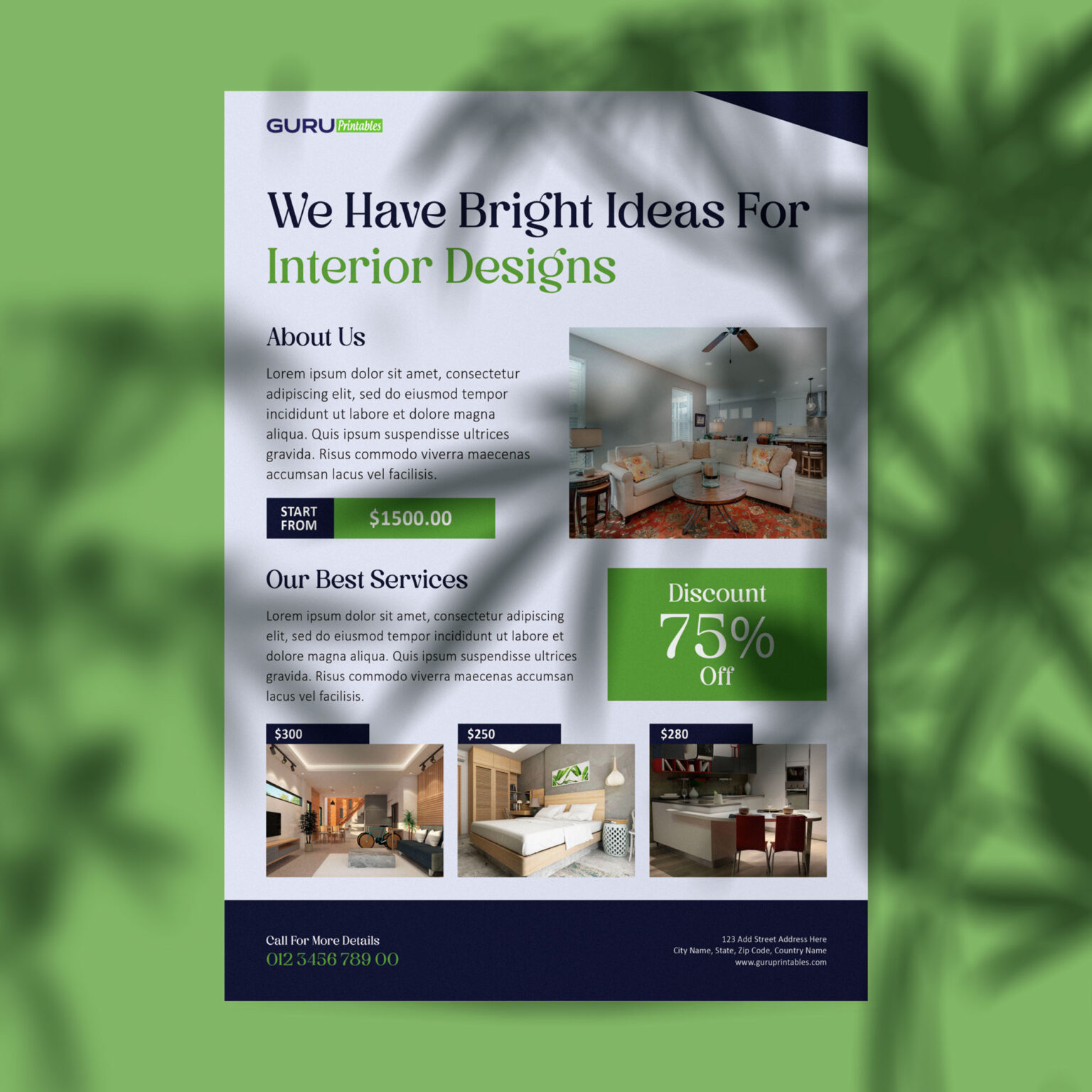 Elegant Interior Design Flyer Template - Guru Printables