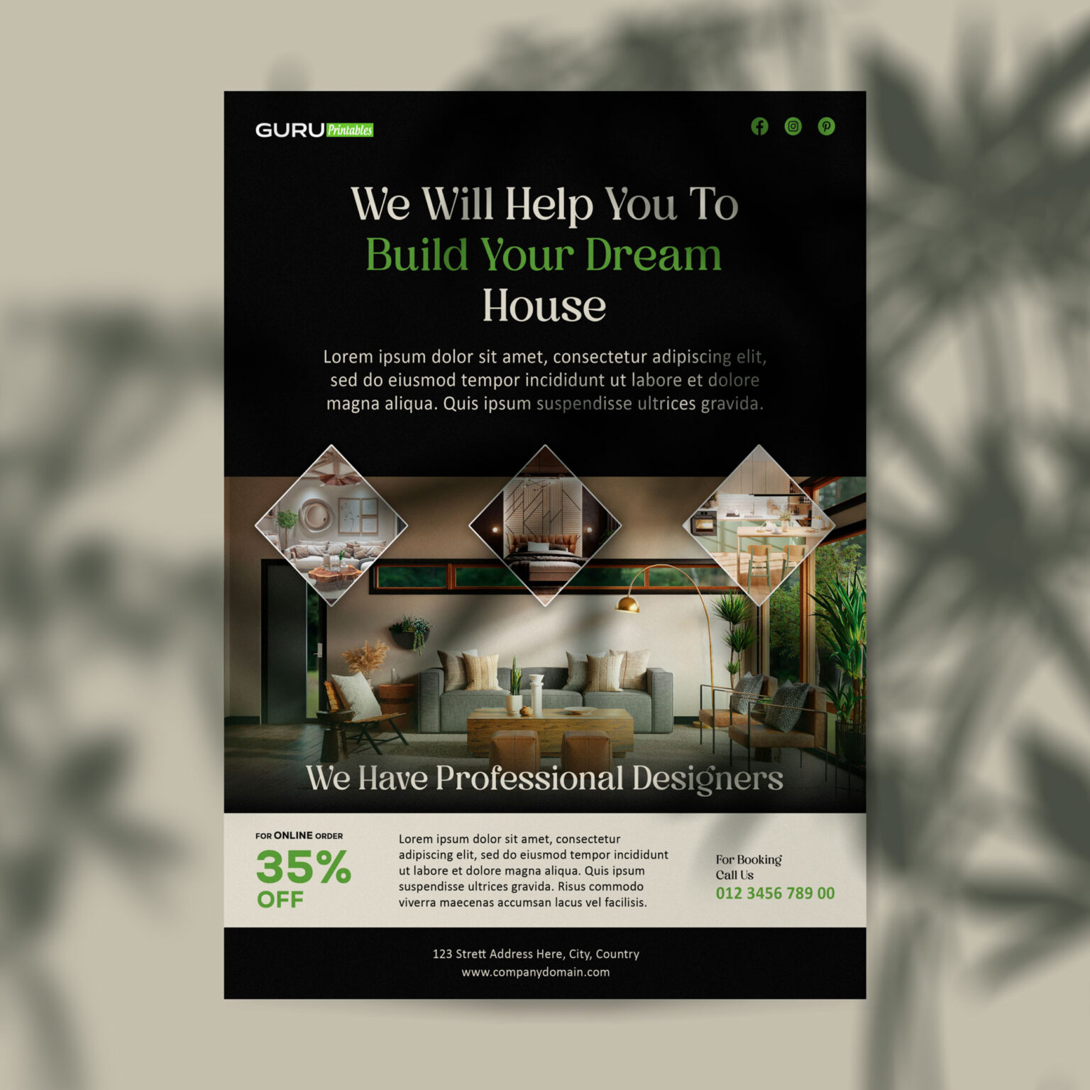 Modern Interior Design Flyer Template - Guru Printables