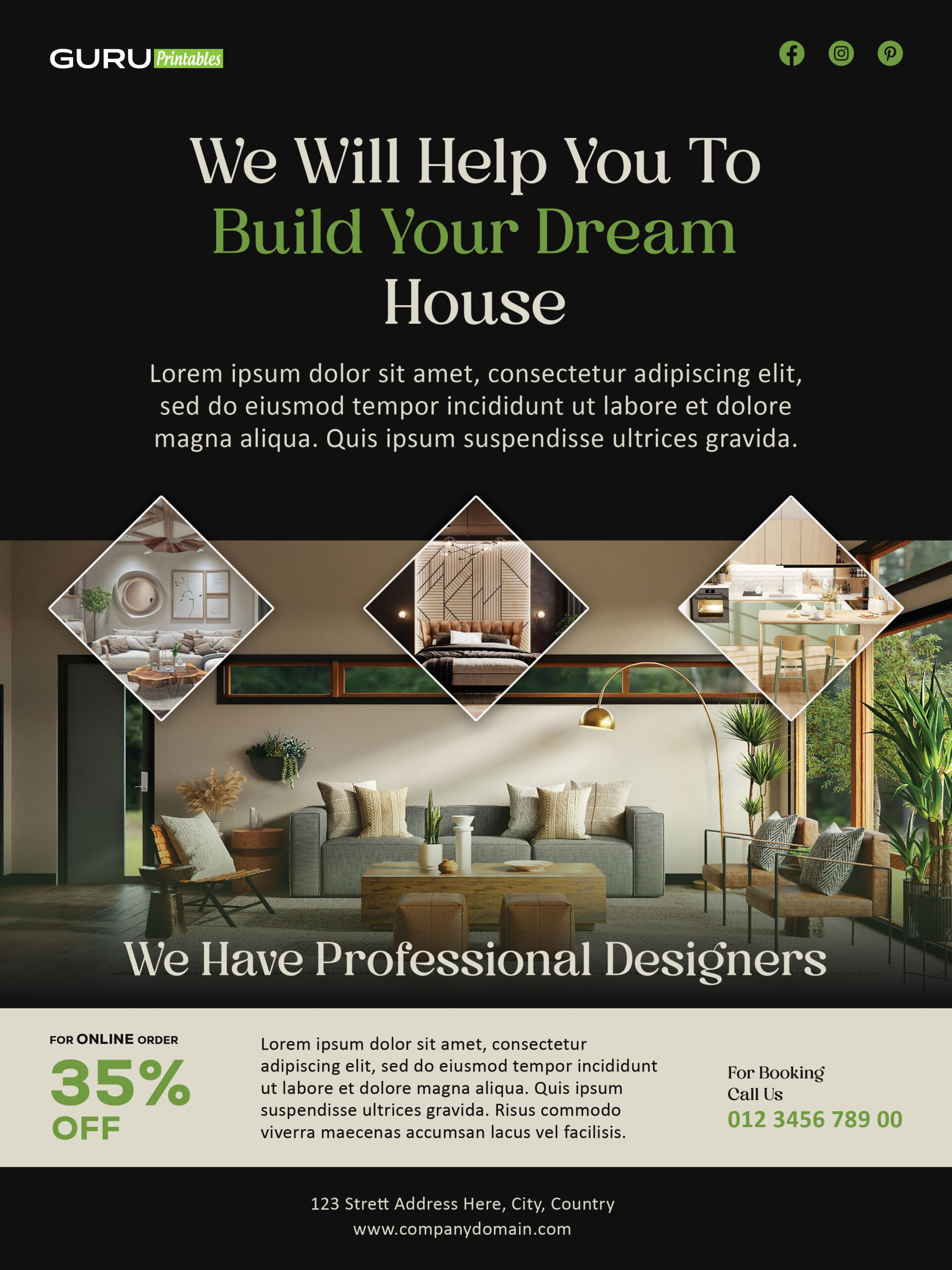 Modern Interior Design Flyer Template - Guru Printables