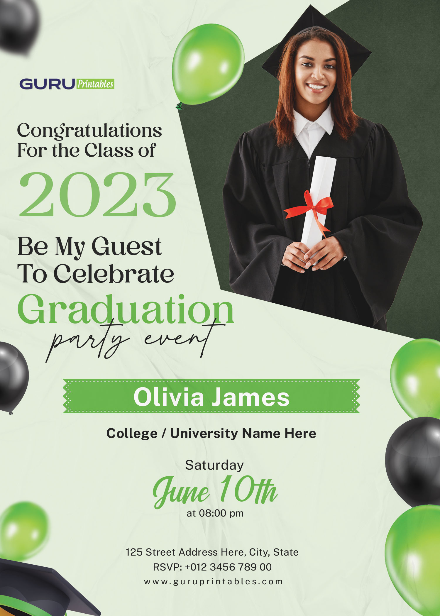 Customized Graduation Party Invitation Design - Guru Printables
